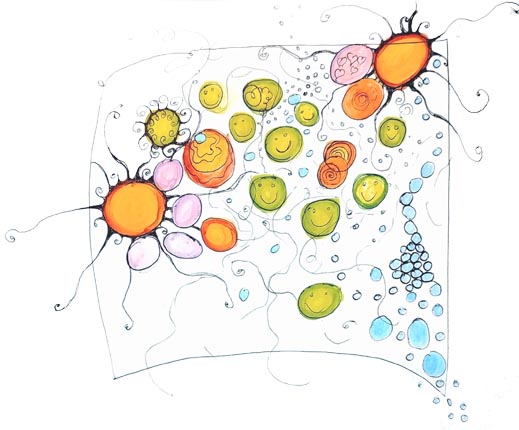 Lebensfreude Malwerkstatt, fröhlich, frei, malen