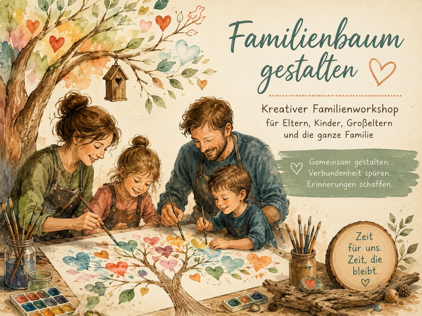 Familienbaum gestalten kreativer Familienworkshop bei Dresden und Meißen